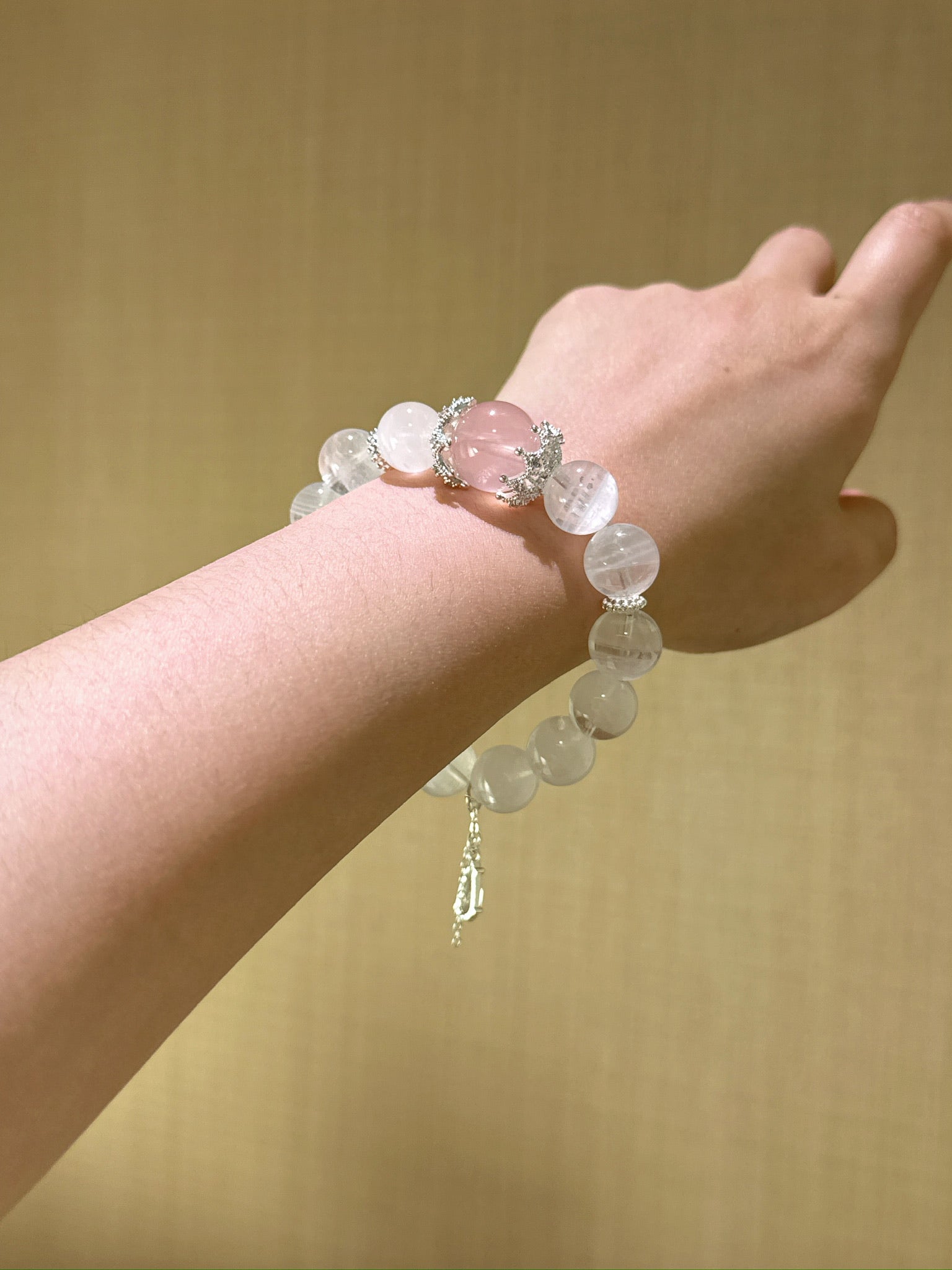 ▫️▪️ White Ghost Pink Quartz Bracelet